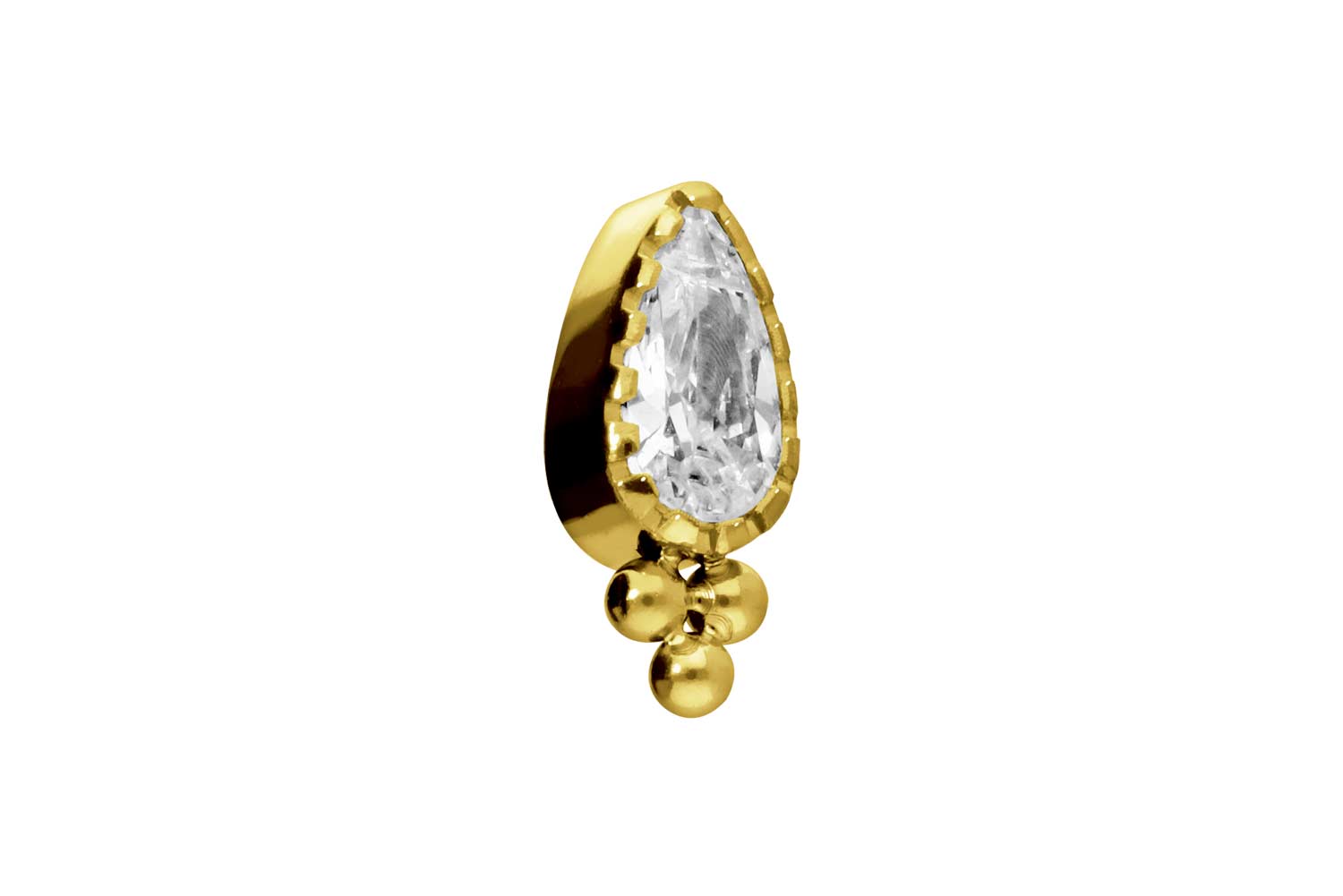 Titan Schraubaufsatz mit Außengewinde KRISTALLTROPFEN + KUGELN von Piercingline